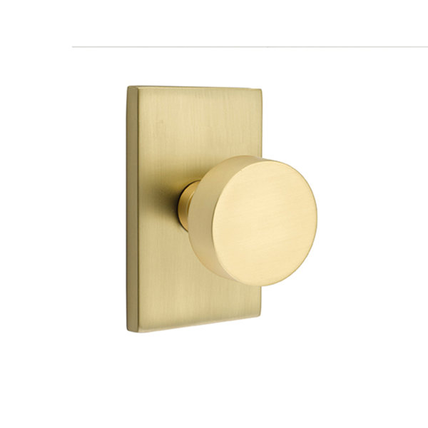 Emtek Privacy (Bed & Bath) Round Knob with Modern Rectangular Rose Door